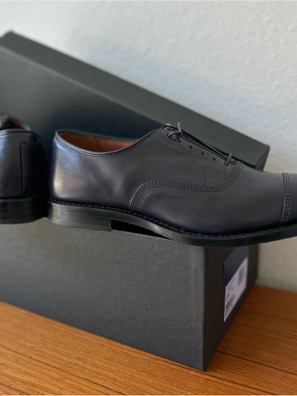Park Avenue Navy Blue Luxury Men’s Dress Work Leather Cap Toe Oxford (Size 8)